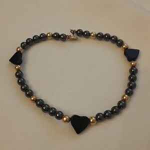 14k Gold,Onyx and Hematite beaded bracelet
